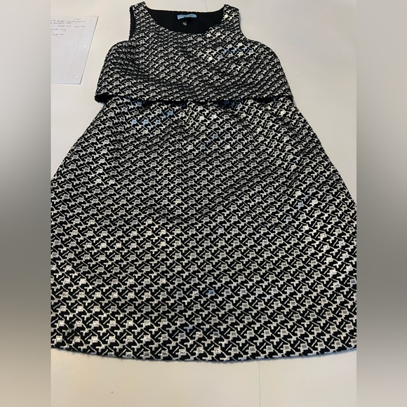 Cynthia Rowley Metallic Jacquard  A-line Sleeveless one piece overlay midi Sz 2 - Picture 6 of 10